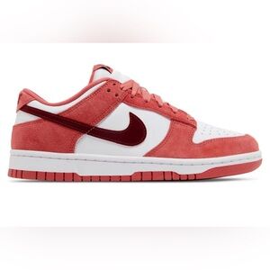 Nike Women's Dunk Low Valentines Shoes - White / Team Red / Adobe / Dragon Red 8